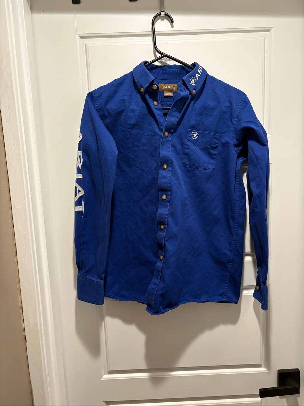 Ariat Boys Button Up Royal Blue Shirt - size Youth XL (18)